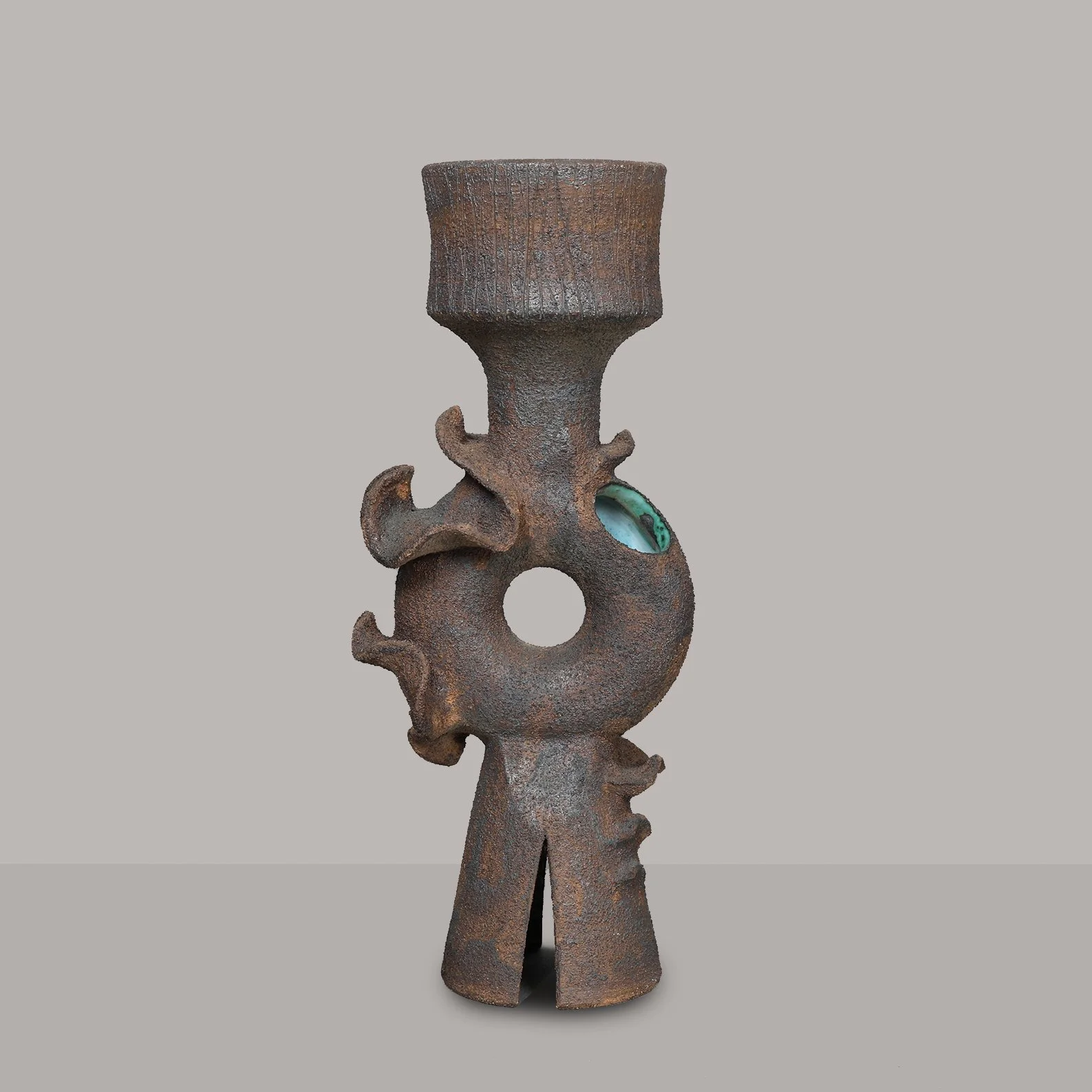 Sculptural Brutalist Vase by British Ceramicist Clive Brooker